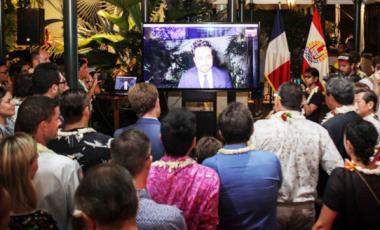  Le secrétaire d’État chargé du numérique, Mounir Mahjoubi, est intervenu en visioconférence lors de la clôture du Digital Festival Tahiti (© Digital Festival Tahiti/Greg Boissy).