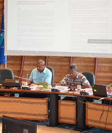 Jean-Pierre Djaïwé, membre du gouvernement en charge des questions environnementales, a eu l’honneur de lire la Déclaration de Vemööre, depuis la Communauté du Pacifique à Nouméa.