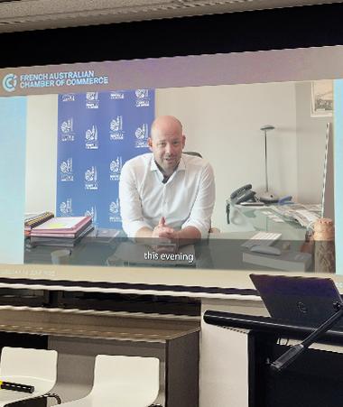 Christopher Gygès, membre du gouvernement chargé de la transition énergétique est intervenu en visioconférence à l’occasion d’un événement organisé à Brisbane par la chambre de commerce franco-australienne.