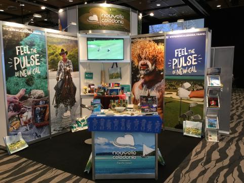 Le stand Nouvelle-Calédonie à la Pacific Exposition 2019 à Auckland, du 11 au 14 juillet.